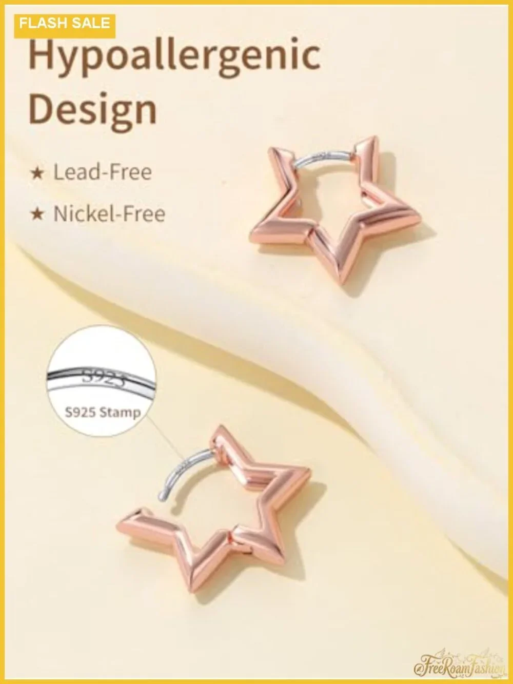 Hypoallergenic Small Star Hoop Earrings 14K Gold Plated Cute Huggie Earrings